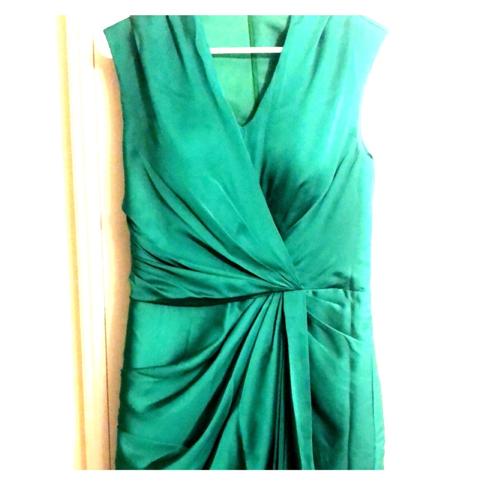 Emerald green silk dress